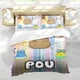 thumbnail image 5 of Pou Conjunto de sábanas temático, trío de piezas, cómodo y amigable con la piel, diseño único, regalo de decoración para el hogar para familiares, amigos y fans,140cm *210cm, 5 of 6
