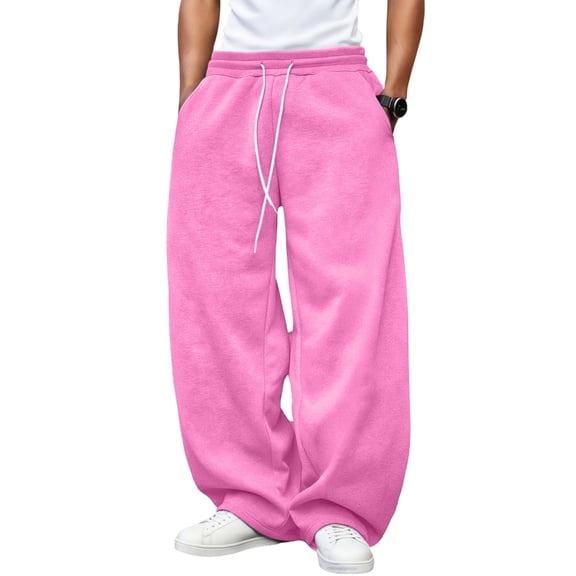 Men's Loose Wide Leg Pants Drawstring Waist Loose Sweatpants with Pockets