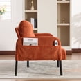 thumbnail image 3 of S-HOME Modern Plush Corduroy Upholstered Loveseat with Dual Side Pockets and Metal Legs, Sofa for Apartment, Orange, 3 of 15