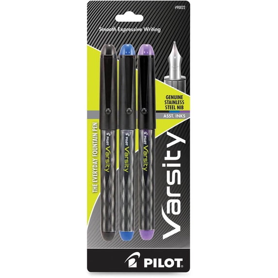 Pilot Varsity Disposable Fountain Pens, Medium, 3 Count photo 1