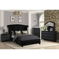 thumbnail image 4 of Sophia Queen Bed, Vintage Upholstered Bed Solid Wood Frame, Luxious Queen Size Platform Bed, Modern Wingback Top Luxury Premium Panel Bed Frame with Headboard, No Box Spring Needed, Black, 4 of 5