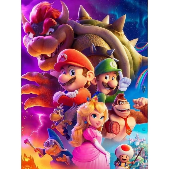 Mario Nintendo DIY 5D Diamond Digital Painting Kit Crystal Rhinestone Embroidery Cross-stitch artwork Crafts Canvas wall decoration Birthday gift 12 X 16 inches