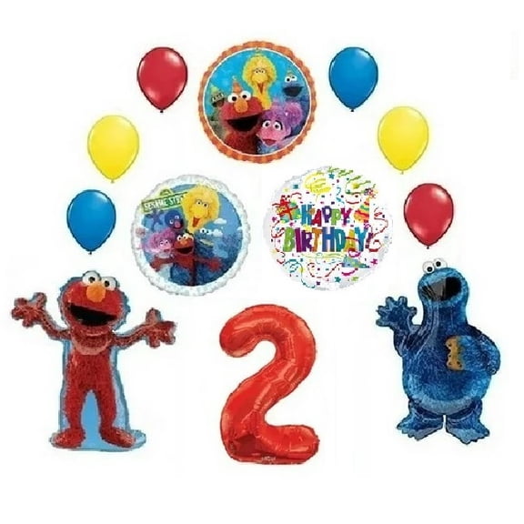 DalvayDelights Sesame Street Party Supplies 2nd Birthday Cookie Monster Elmo and Friends Balloon Bouquet
