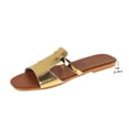 thumbnail image 6 of FRSASU Women's Width Flat Slides Sandals Fashionable Summer Hollow Out Square Toe Slippers Comfortable Beach Vacation Sandals Gold, 6 of 9