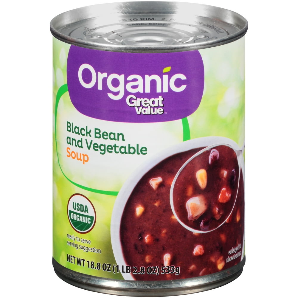 Great Value Organic Black Bean & Vegetable Soup, 18.8 oz