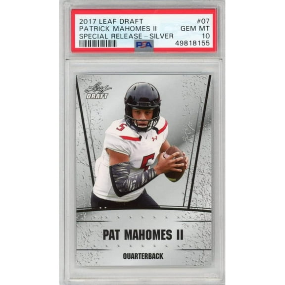 Graded 2017 Leaf Draft Patrick Mahomes II #07 Special Release Silver Rookie RC Football Card PSA 10 Gem Mint