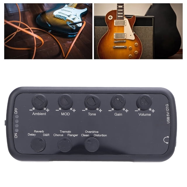Guitar Headphone Amp, Delay Reverb Effect 600mAh Battery Portable Acoustic Overload Distortion Timbre Bass Headphone Amplifier for Guitars