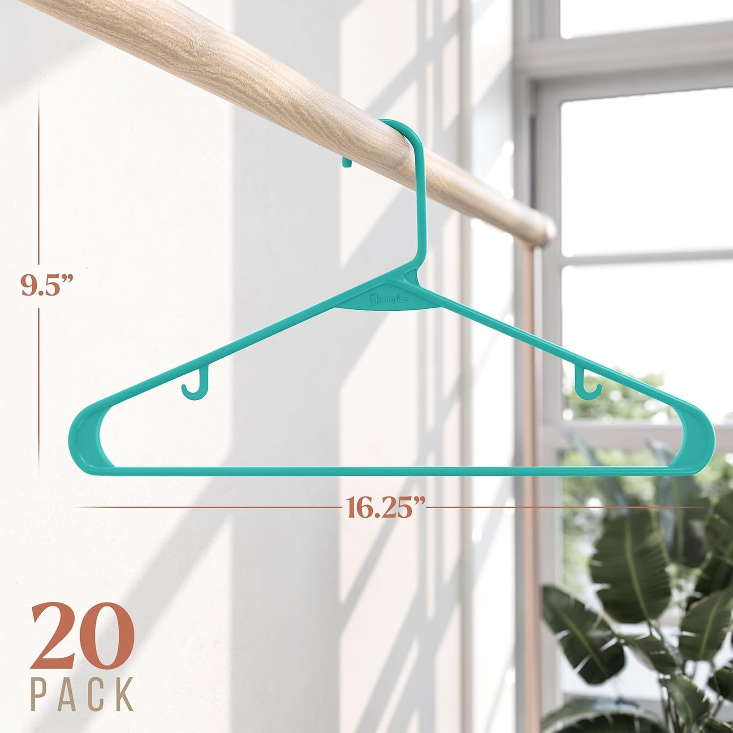 Plastic Hangers 20 Pack Aqua - Clothes Hangers - Makes The Perfect Coat Hanger and General Space Saving Hangers for Closet and New Apartment Essentials - Percheros Ganchos para Colgar Ropa Hangars