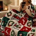 thumbnail image 2 of Rustic Christmas Flannel Throw Blanket,  Plaid Patchwork  Blanket with Deer Antler  Tree, Soft Lightweight Holiday Throw for Couch Sofa Bed, Winter Xmas Home Decor for Living Room-B, 2 of 4