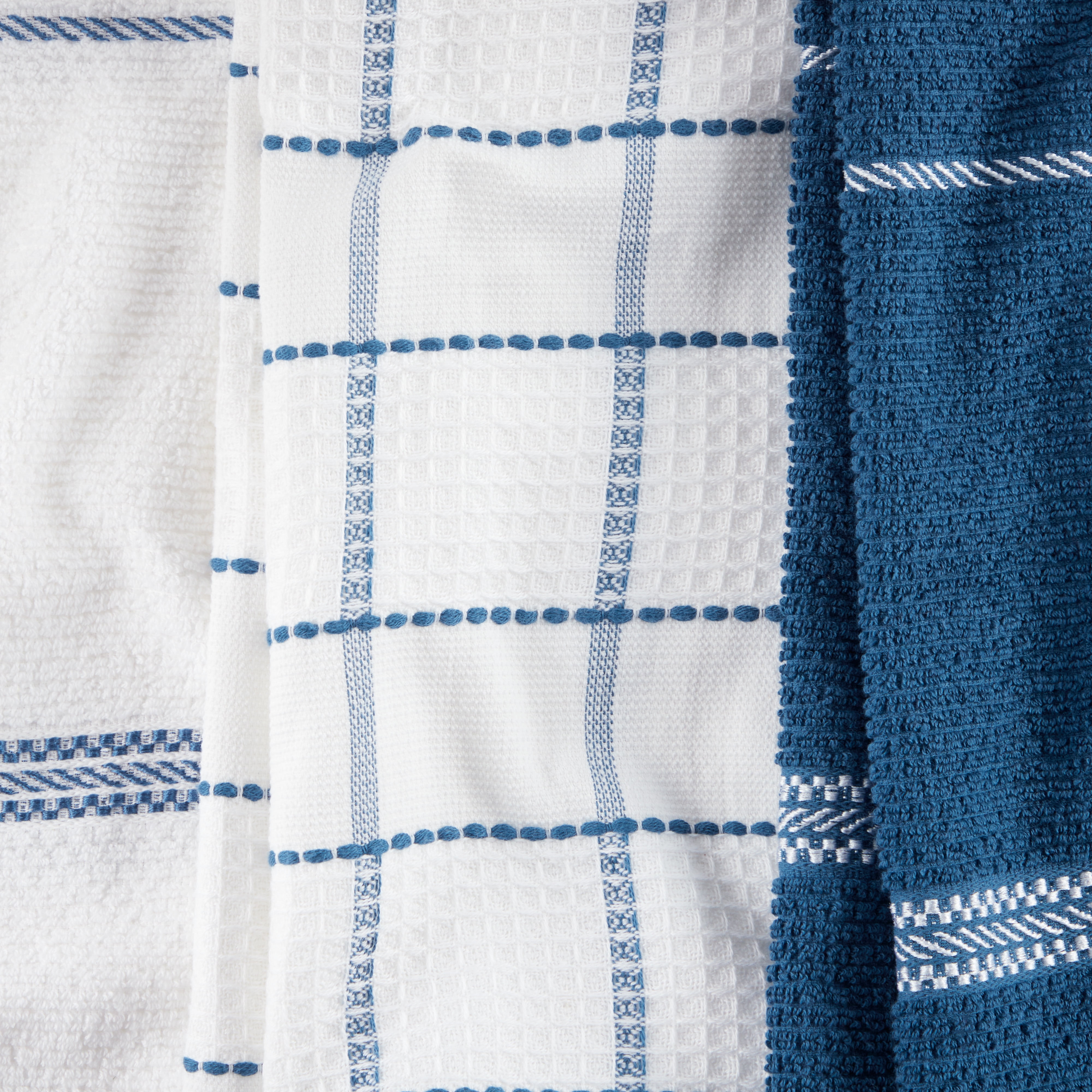 Martha Stewart Modern Waffle Kitchen Towel Set 6-Pack, Navy Blue, 16"x28"