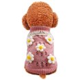 thumbnail image 1 of Ropa para perros, suéter, vestido, suéter de punto con flores tridimensionales, suave, grueso y cálido para cachorros, 1 of 5