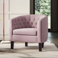 thumbnail image 6 of BELLEZE Light Purple Accent Chairs for Living Room, Set of 2 Elegant Arm Chairs, Upholstered Tufted Barrel Chairs Club Chairs for Bedroom with Sturdy Legs and Linen Fabric - Berlinda (Light Purple), 6 of 6
