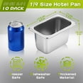 thumbnail image 5 of Qtmnekly 1/9 Size 4 Inch Deep Hotel Pans Anti Clogging Stainless Steel Steam Table Pans Commercial Metal Food Catering Trays Stainless steel Silver, 5 of 7