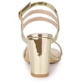 thumbnail image 3 of BLISSFUL STEP Women's Slingback Block Heel Ankle Strap Sandals Gold 9.5, 3 of 7