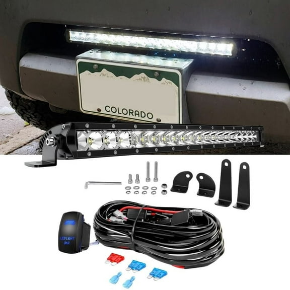 LED Light Bar 21" off Road LED Spot Flood Combo Work Light Super Bright Truck Driving Fog Lamp with Wiring Harness Kit 1 Lead for Car SUV ATV UTV