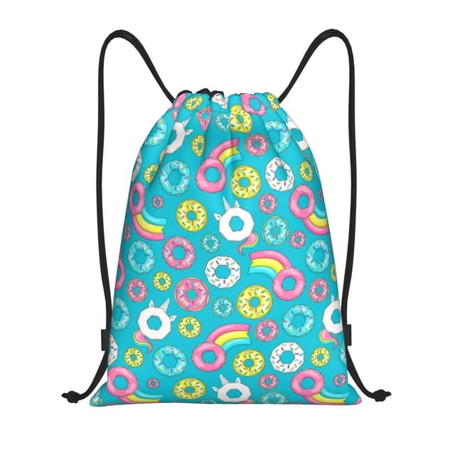Fotbe Donut Bolsa Mochila con Cordón Estampada, Bolsa de Gimnasio Deportiva, Bolsa Cinch, Bolsa con Cordón para Hombres y Mujeres-Medium