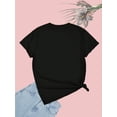 thumbnail image 3 of T-Shirt Décontracté à Manches Courtes pour Femmes avec Imprimé Graphique de Chat et Chien, Mode Été/automne/printemps, Coton Tricoté, Col Rond, Tissu Extensible, Motif Animal, Plusieurs Couleurs Disponibles, 3 of 6