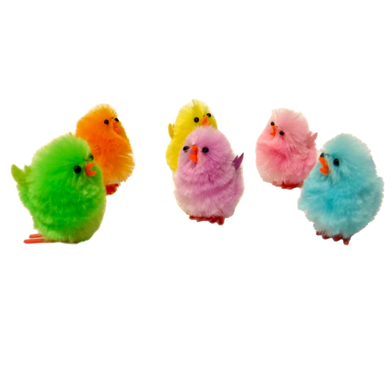 Box Of 12 Miniature Fuzzy Chenille Chicks 1.5"H Easter Pastel Colors