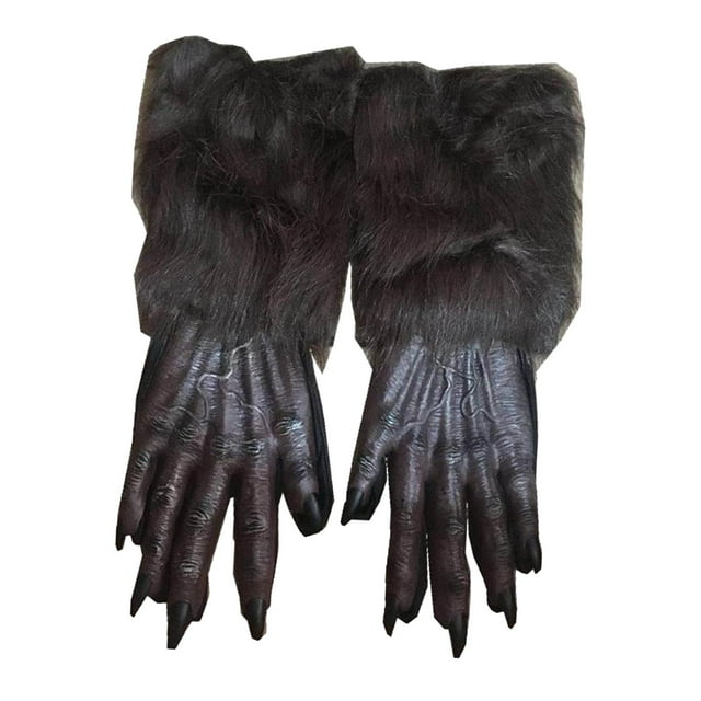 Gants Loup-Garou Halloween Cosplay pour Fête à Thème Accessoires Photo Maison Hantée Marron