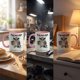thumbnail image 5 of Taza de café de cerámica 11 oz/350 ml con diseño único, apta para microondas y lavavajillas, adecuada para café, té, chocolate caliente, regalo ideal para el hogar o la oficina., 5 of 7
