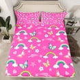 thumbnail image 2 of Manfei Flying Butterflies Full Size Sheets 4-Piece for Preppy Child,Cartoon Rainbow Flower Breathable Bed Sheets,Dreamy Princess Lightweight Sheet Sets,Luxury Bedroom Decor, 2 of 7