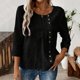 thumbnail image 3 of Mujeres 3/4 Manga Tops Y Blusas de Color Sólido con Botones Cuello Redondo Casual Top de Moda 3/4 Manga Tops Casuales para Mujeres, 3 of 6