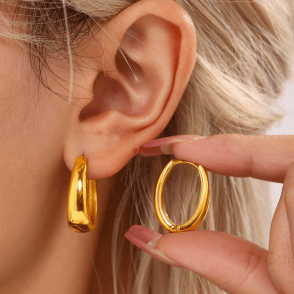 Classic Simple Circle Creole Earrings Female 14K Yellow Gold Round Hoop Earrings For Women Jewelry New