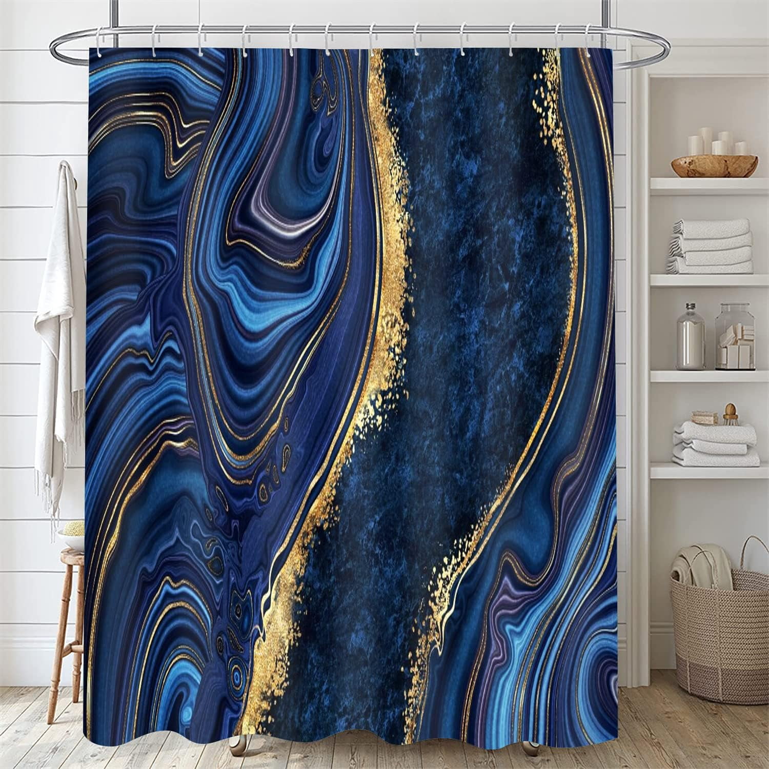 4 Pcs Black Marble Shower Curtain Sets with Rugs Gold Bathroom Sets with Shower Curtain and Rugs Modern Abstract Bathroom Decor Accessories Shower Curtains for Bathroom Toilet Lid Cover