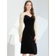 thumbnail image 2 of Allegra K Vestido A Media Pierna De Terciopelo Con Escote Corazón Y Mangas Largas Para Mujer Negro XS, 2 of 5