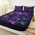 thumbnail image 3 of Manfei Gothic Skull Bed Sheets,Spooky Halloween King Sheets,Romantic Purple Flower Sheet Set For Girl Boys,Luxury Bedroom Decor,4 Pieces, 3 of 7