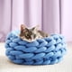 thumbnail image 2 of Cesta de cama tejida de algodón para mascotas, nido de gato tejido cálido, acogedor abrazador para perros y gatos, lana de gato tejida gruesa y cálida hecha a mano para mascotas de 30cm, 2 of 5