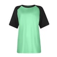 thumbnail image 4 of Timegard Hauts Grande Taille pour Femmes Col Rond Épaules Tombantes Bloc de Couleur Décontracté Confortable T-Shirts à Manches Courtes, 4 of 5