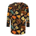 thumbnail image 4 of VKOYWKM 3/4 Sleeve Tops for Women Thanksgiving Shirts Halloween Pumpkin Graphic Fall T Shirts Loose Fit Crew Neck Thanksgiving Gift Tops, 4 of 5