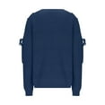thumbnail image 6 of Htigea Womens Cold Shoulder Lace Up Sweaters Solid V-Neck Long Sleeve Pullover Side Split Knitted Sweater Jumper Navy L, 6 of 7