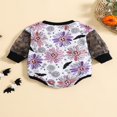 thumbnail image 4 of Toddler Baby Girls Sweatshirt Rompers Halloween Pumpkin Floral Print Mesh Long Sleeve Jumpsuits, 4 of 7