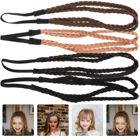NICEXMAS Hair Bands for Women's Hair Braided Headbands Black 4Pcs