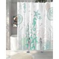 thumbnail image 3 of Split Shower Curtain for Transfer Bench, Coastal Turquoise Fabric Shower Curtains for Bathroom, Coral Starfish Jellyfish Seahorse Tub Sliding Transfer Bench Waterproof Bath Curtains 72"x84", 3 of 9