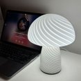 thumbnail image 2 of Lámpara de hongo regulable, lámpara de mesa de noche de vidrio con forma de hongo, lámpara de escritorio pequeña para mesita de noche, luz en espiral para decoración del hogar (raya blanca), 2 of 5