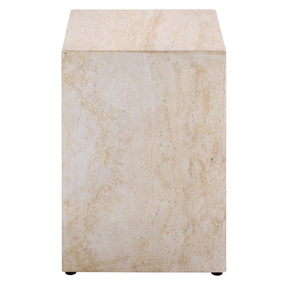 Safavieh Tina Cube Outdoor Polystone End Table, Travertine