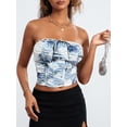 thumbnail image 3 of KelaJuan Women’s Strapless Tops Floral Print Lace Trim Off Shoulder Slim Tank Tops for Summer, 3 of 6
