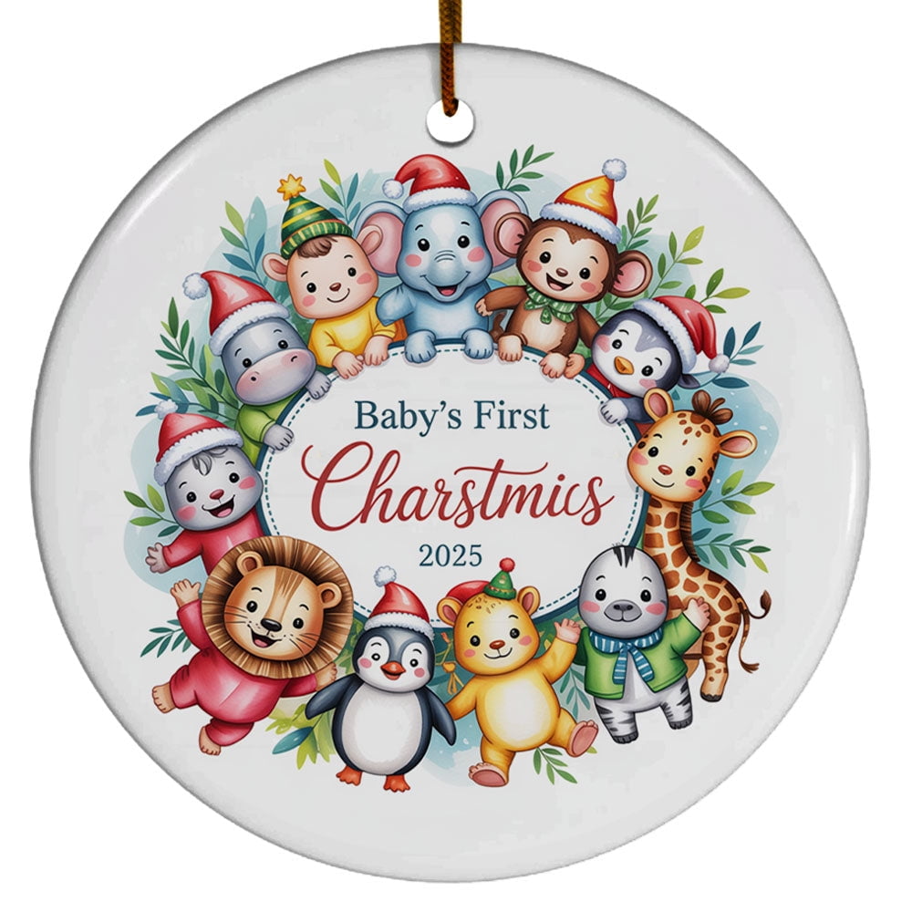 Baby's First Christmas Ornament Gift for 2025 Newborn New Parent Family, Baby 1st Christmas Ornament, Animal Woodland Christmas Ornament for Baby 1st