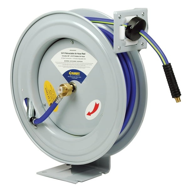 Primefit IndustrialGrade Retractable Air Hose Reel with 50' Premium