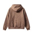thumbnail image 6 of GEWSEY Women's Leopard Zip Up Hoodies Fall Y2K Graphic Hooded Sweatshirt Casual Oversized Warm Fleece Athletic Track Jacket Coat (Coffee, L), 6 of 6