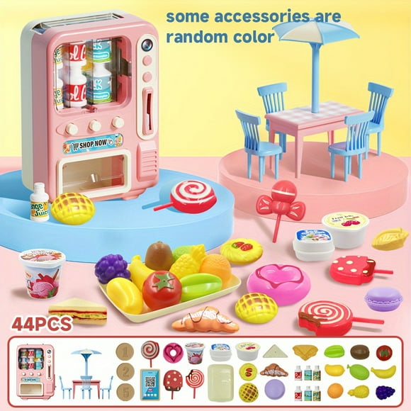 MesaSe Deluxe Play Kitchen Set - Includes Vending Machine Beverage Dispenser Fruit Toys and Accessories for Endless Imaginative Play - Perfect Gift for Halloween Christmas and Birthd