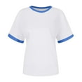 thumbnail image 4 of MIXUE Womens Summer Tops Summer Solid Color Casual Fashion Loose Matching Round Neck Short Sleeve Pullover Tshirts Outwear,White,L, 4 of 5