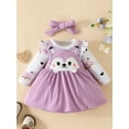 thumbnail image 3 of Wassery Infant Girls 3 Piece Dress Outfits Set Baby Girls Long Sleeve Crewneck Ruffle Fox Print Romper Suspender Skirt Headband Set 3M 6M 9M 12M 18M Newborn Fall Clothes Set, 3 of 9