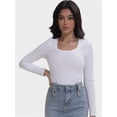 thumbnail image 2 of Women Long Sleeve Scoop Neck Tops Stretch Fitted Casual Tops Tee Slim Fit Fall Going Out Sexy Basic Shirts, 2 of 6