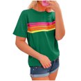 thumbnail image 4 of ITSAME T-Shirts for Womens, Crew Neck Colorful Stripe Short Sleeve Summer Causal Fashion Tops Green M, 4 of 6