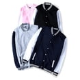 thumbnail image 3 of Coats Men Women Solid Color College Popular Baseball Jacket Autumn Winter New Splice Jackets, 3 of 3