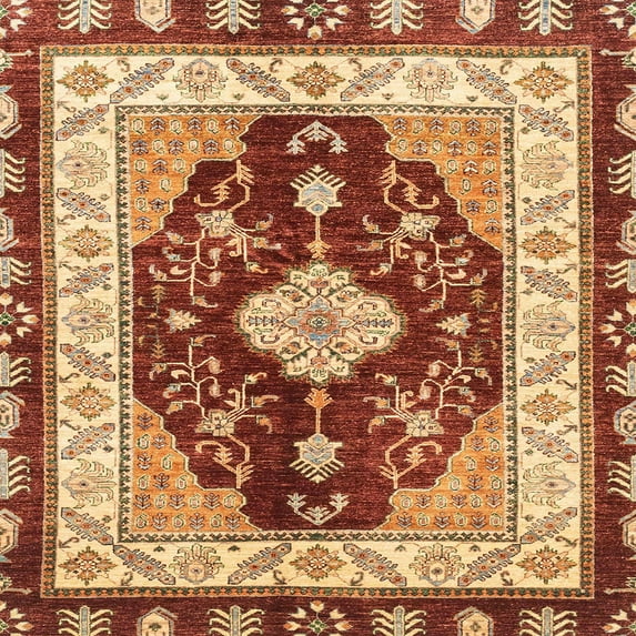Ahgly Company Machine Washable Indoor Square Abstract Tomato Red Area Rugs, 4' Square